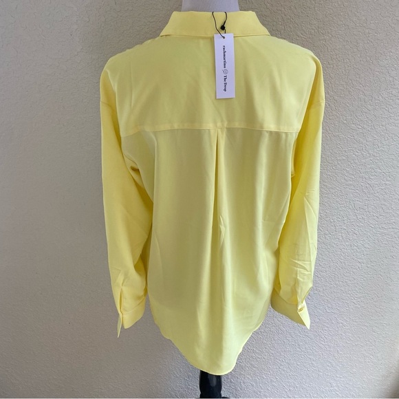 NWT The Drop Rachmartino Lemon Pastel Yellow Heart Shaped Button Down Shirt: L - Picture 5 of 12